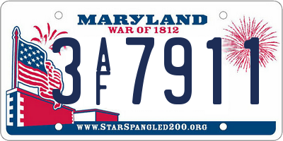 MD license plate 3AF7911