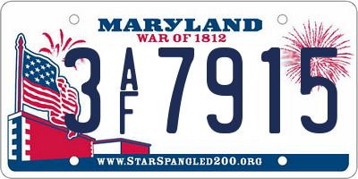 MD license plate 3AF7915