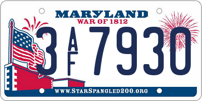 MD license plate 3AF7930