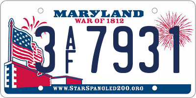 MD license plate 3AF7931