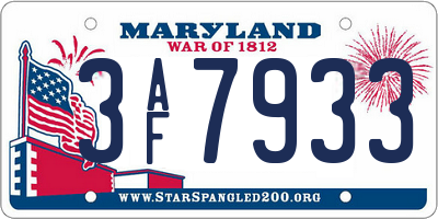MD license plate 3AF7933
