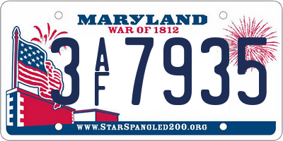 MD license plate 3AF7935