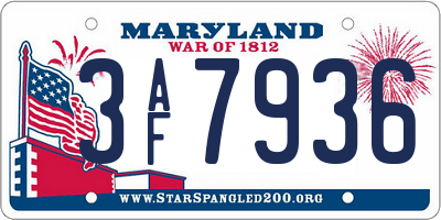 MD license plate 3AF7936
