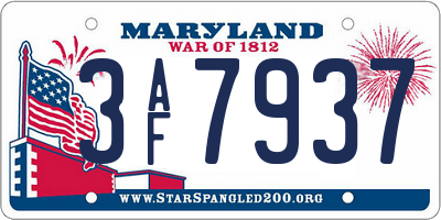 MD license plate 3AF7937