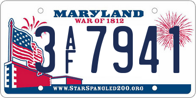 MD license plate 3AF7941