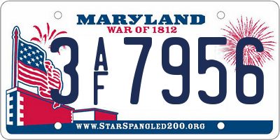 MD license plate 3AF7956