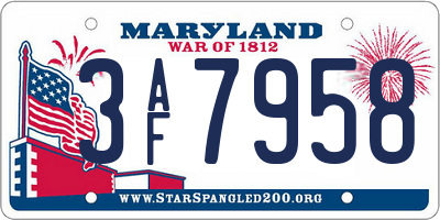 MD license plate 3AF7958