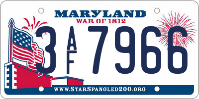MD license plate 3AF7966