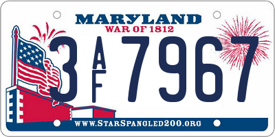 MD license plate 3AF7967