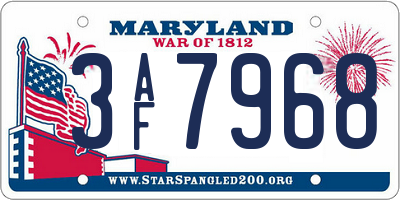 MD license plate 3AF7968