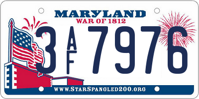 MD license plate 3AF7976