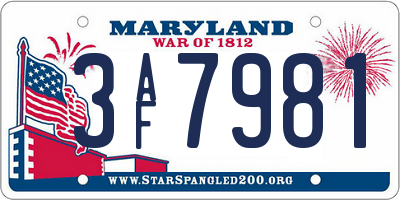 MD license plate 3AF7981