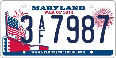 MD license plate 3AF7987