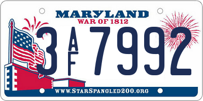 MD license plate 3AF7992
