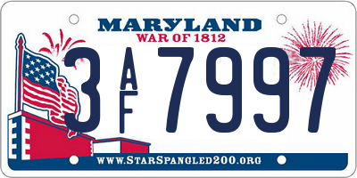 MD license plate 3AF7997