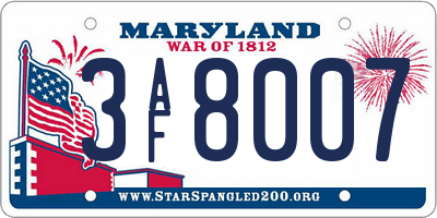 MD license plate 3AF8007