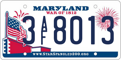 MD license plate 3AF8013