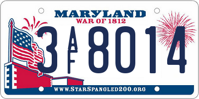 MD license plate 3AF8014
