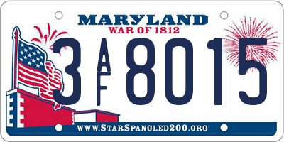 MD license plate 3AF8015