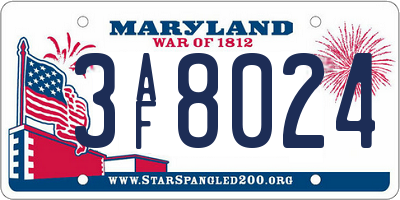 MD license plate 3AF8024
