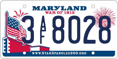 MD license plate 3AF8028