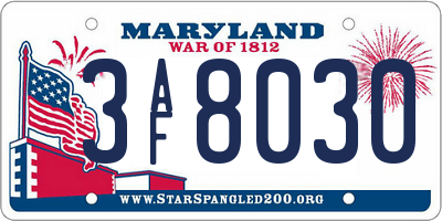 MD license plate 3AF8030