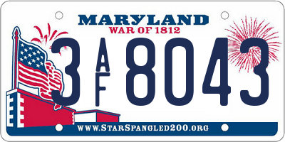 MD license plate 3AF8043