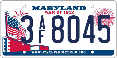 MD license plate 3AF8045