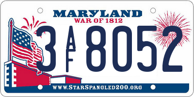 MD license plate 3AF8052
