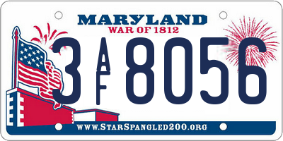 MD license plate 3AF8056