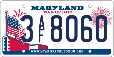 MD license plate 3AF8060