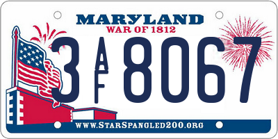 MD license plate 3AF8067