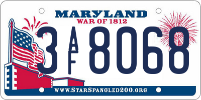 MD license plate 3AF8068
