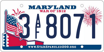 MD license plate 3AF8071