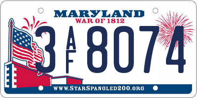 MD license plate 3AF8074