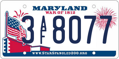 MD license plate 3AF8077
