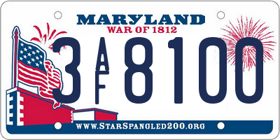 MD license plate 3AF8100