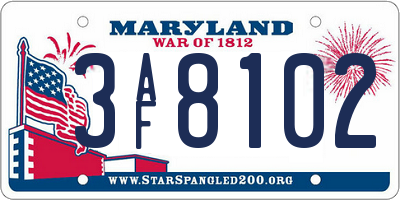 MD license plate 3AF8102