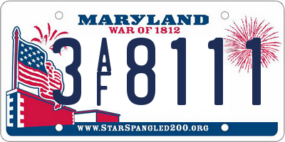MD license plate 3AF8111