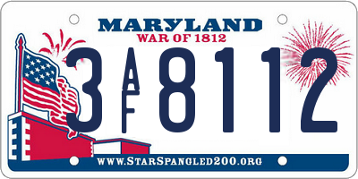 MD license plate 3AF8112