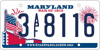 MD license plate 3AF8116