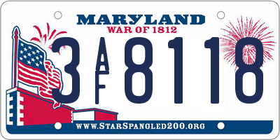 MD license plate 3AF8118