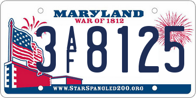 MD license plate 3AF8125