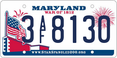 MD license plate 3AF8130