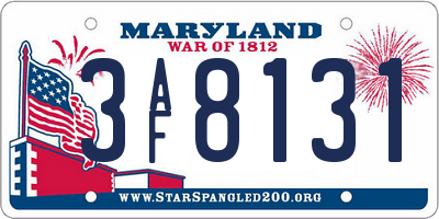 MD license plate 3AF8131