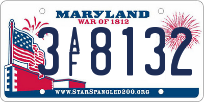 MD license plate 3AF8132