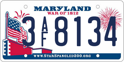 MD license plate 3AF8134
