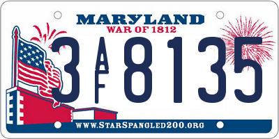 MD license plate 3AF8135