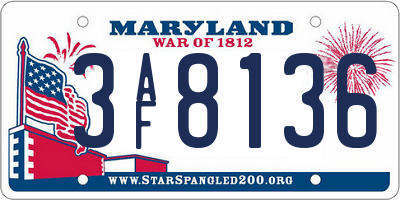 MD license plate 3AF8136