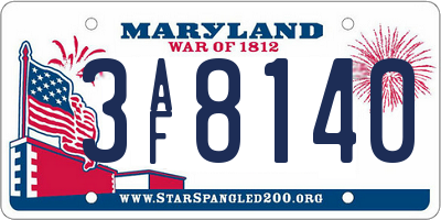 MD license plate 3AF8140